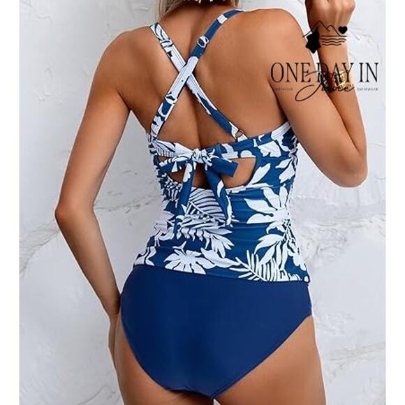 B2Prity Twist Front high Waist Tankini Swimsuit Size L - Picture 2 of 7